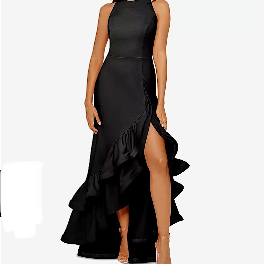 Petite Ruffled High-Low Gown